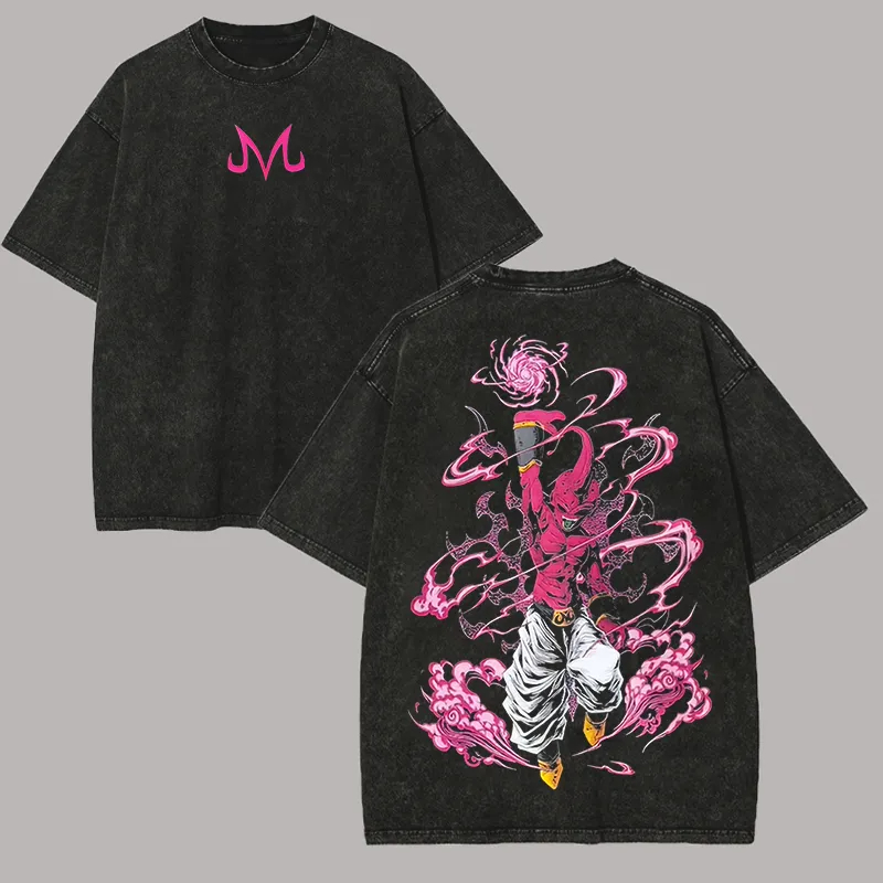 Acid Wash Vintage Graphic T Shirt - Koszulka Kid Buu Dragon Ball Z