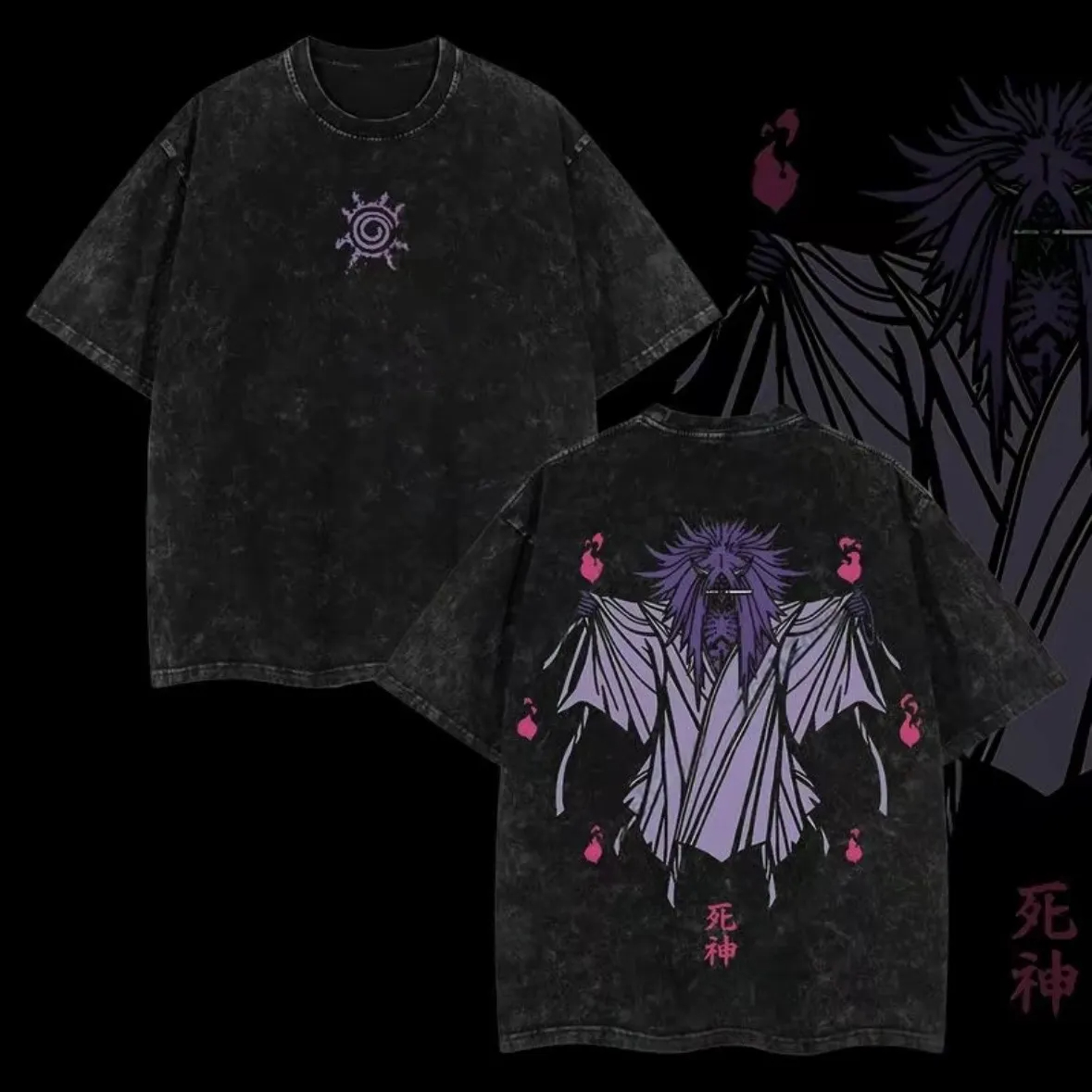 Acid Wash Vintage Graphic T Shirt - Koszulka Shinigami Naruto Reaper Seal Vintage