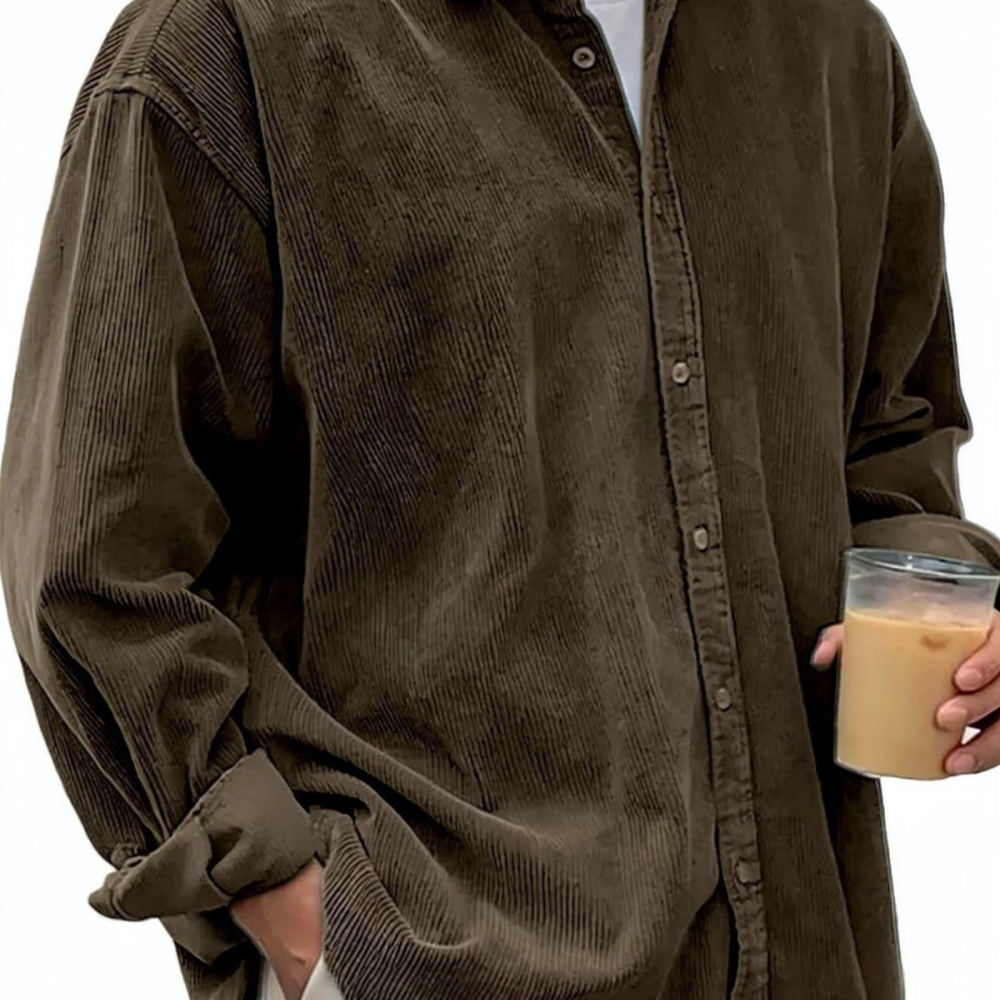 Męskie koszule z długim rękawe – Corduroy Button Up Shirt Men recenzja i cena