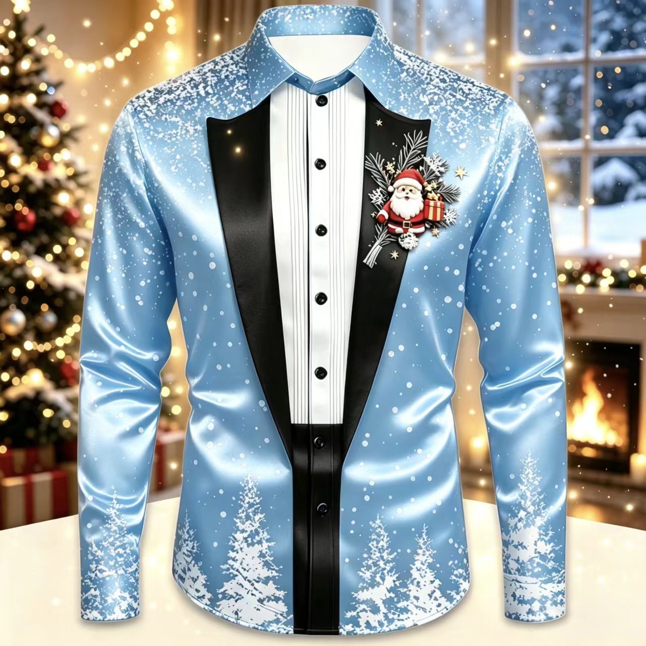 Men Christmas Satin Long Sleev – Mens Satin Silk Dress Shirt recenzja i cena