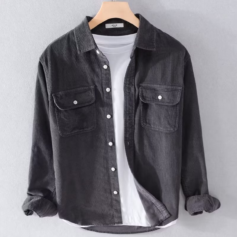 Męska koszula z weluru, jednol – Corduroy Button Up Shirt Men recenzja i cena